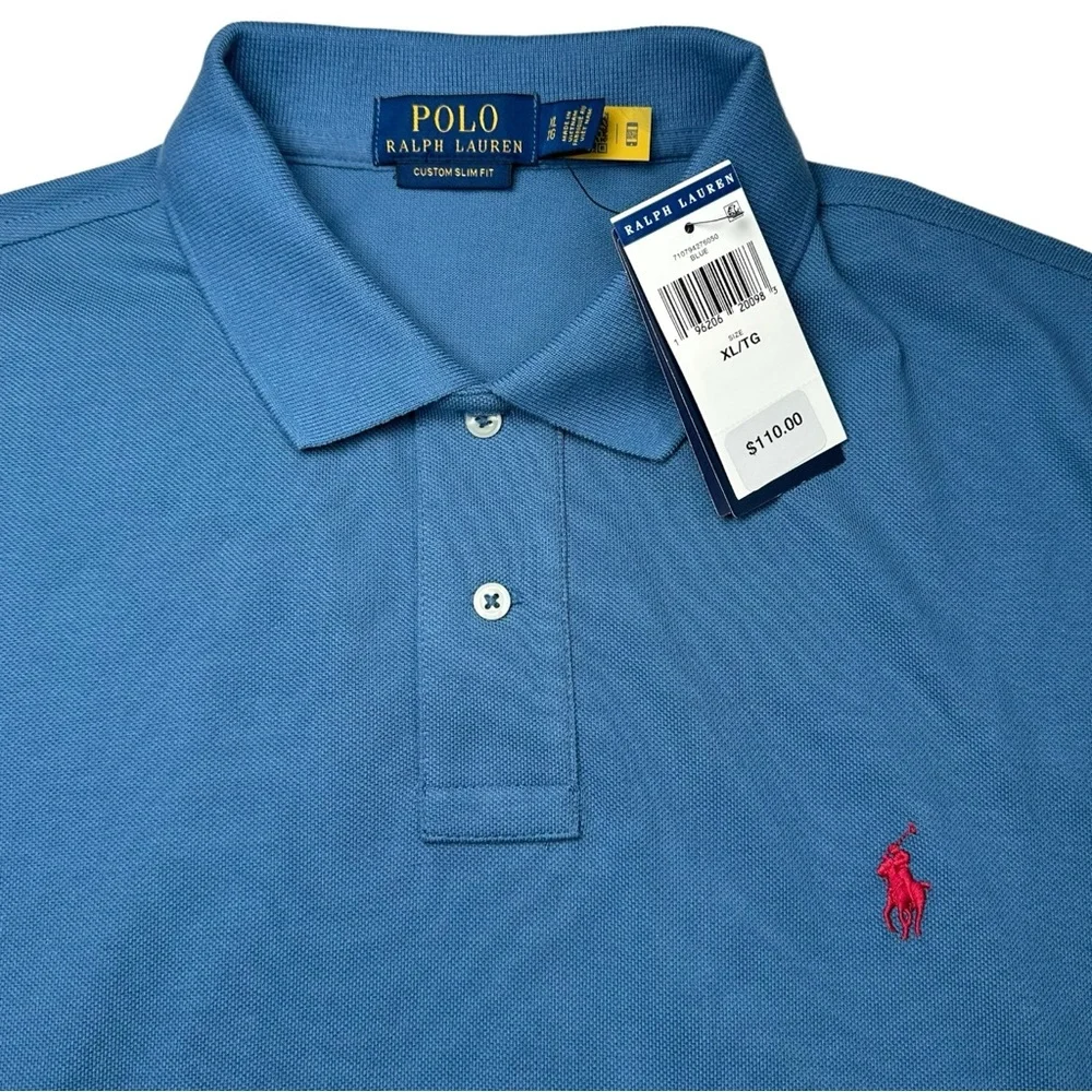 NWT Polo Ralph Lauren Custom Slim Fit Pastel Blue 100% Cotton Size XL Retail 110